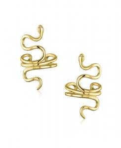 Серьги-каффы Helix Climber Crawler Snake Serpent Clip On Wrap Wire Cartilage Lobe Ear Cuff Ear Silver 925 Sterling Silver Bling Jewelry, Gold