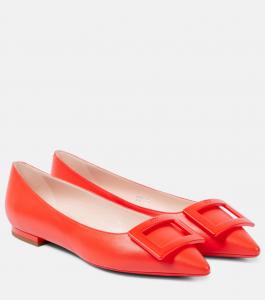 Кожаные балетки Gommettine Ball Roger Vivier, Sunset Red