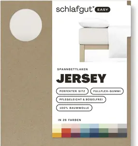 Простыня Schlafgut "EASY из 100% хлопка, мягкая и впитывающая, фирменная простыня", для матрасов высотой до 22 см, размером 90x200, 140x200 или 180x200 см 90-100х190-200 см, 1 шт., цвет Sand Light