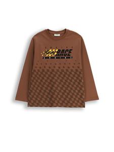 Хлопковая рубашка с длинными рукавами коричневого цвета Coccodrillo