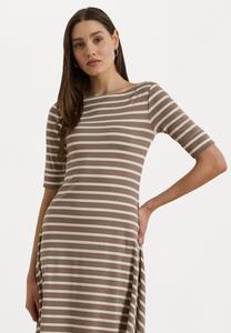 Платье Lauren Ralph Lauren Petite - Jersey dress, Taupe Brown/Mascarone Cream/Taupe