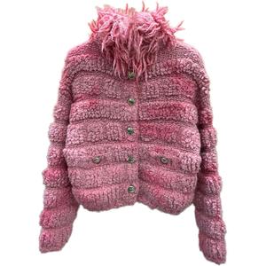 CHANEL Двустороннее пальто из велюра розовое, Pink