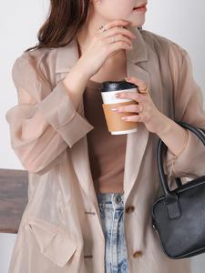 ◎Прозрачный приталенный жакет