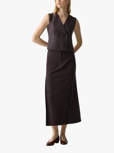 Высокая талия глубокая складка шерстяная миди-юбка Theory