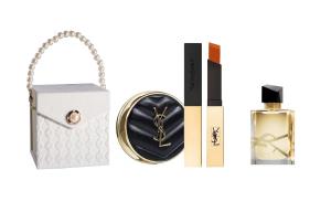 Набор косметики для женщин SAINT LAURENT, черный Leather+Little золотой Bar 2024+7.5 Perfume Three-Piece Set