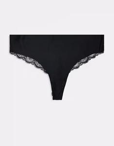 ASOS DESIGN Curve, 3 пары трусиков-стрингов без VPL и кружева, черный цвет ASOS Curve