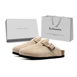 Kaltendin Износостойкие противоскользящие тапочки с закрытым носком унисекс - хаки серый, цвет Khaki Gray