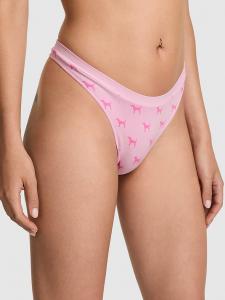 Бесшовные трусики-стринги с высоким вырезом Pink, rib pink tulip dog print