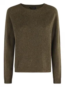 Шерстяной свитер с круглым вырезом Roberto Collina, зеленый