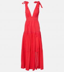 Хлопковое платье Poupette St Barth, Red Broderie