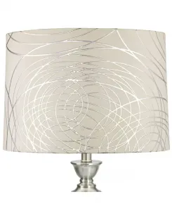 Абажур среднего размера в форме барабана, кремовый, с серебряными кругами, с креплением типа «паук», 38 см x 41 см x 28 см Springcrest