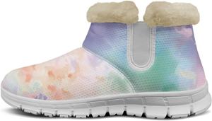 Зимние ботинки Howilath для женщин, теплые ботильоны для путешествий и отдыха на открытом воздухе, Abstract Tie-Dye