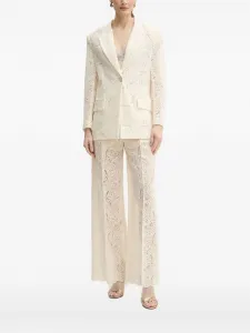 Однобортный блейзер с кружевными вставками SIMONA CORSELLINI, нейтральный