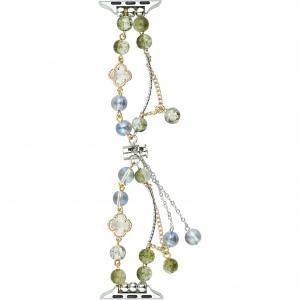 Yu Qing Часы Strap Apple Compatibility Glass Beads Material, Double-bone chain telescopic buckle strap