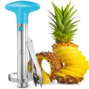 Прочный набор из 2 предметов для удаления сердцевины и нарезки ананаса - включает инструмент для удаления глазков с усиленным лезвием Zulay Kitchen, светло-голубой