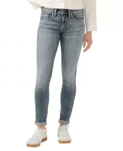 Женские джинсы-бойфренды со средней посадкой и узкими штанинами Silver Jeans Co., синий