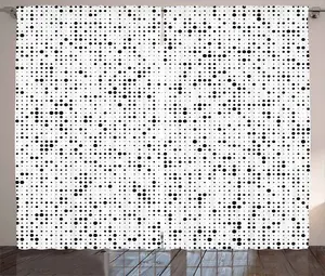 Шторы ABAKUHAUS в минималистичном деревенском стиле с цифровыми футуристическими пятнами, универсальные ленточные шторы для гостиной с петлями и крючками, 280 x 175 см, белые и черные Abakuhaus