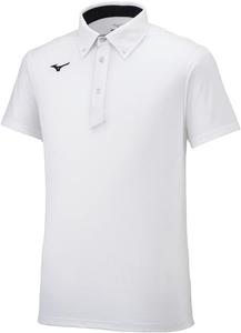 Мужская рубашка-поло Mizuno на пуговицах, влагоотводящая, быстросохнущая, 32MAC180/32MA2180, белый/черный