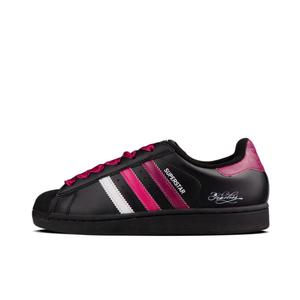 Adidas Originals Кроссовки для скейтбординга Unisex низкие SUPERSTAR с амортизацией, износостойкие, черные с розовым