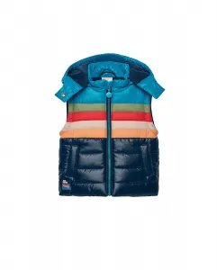 Детский жилет с капюшоном, который можно снять, и полосатым принтом Boboli, темно-синий