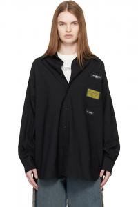 Рубашка из шерстяной смеси, сшитая по фигуре Mm6 Maison Margiela, черный