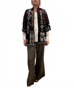 Натуральное пончо черного цвета Johnny Was