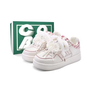 Cobx Женские противоскользящие, износостойкие, легкие низкие скейтерские кеды Cob - бежево-красные (жемчужная коробка), цвет Beige Red (Pearl Box)