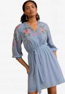 Повседневное платье REGULAR FIT - EMBROIDERED BELTED 3/4 SLEEVE MINI Love & Roses, синий