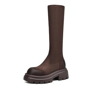 Сапоги женские 6 см ZHR, Brown Fleece-Lined Thermal