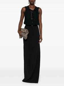 Платье макси из крепа со шнуровкой Elisabetta Franchi, черный