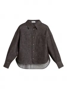 Джинсовая рубашка Brunello Cucinelli Kids, коричневый