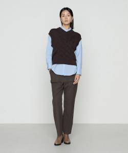 Вязаный жилет из хлопка и полиэстера с пряжей "Лилия" Comme Ca, цвет 14: Brown