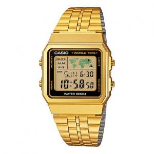 Часы CASIO Classical Vintage Square Mens Gold Digital, золотой