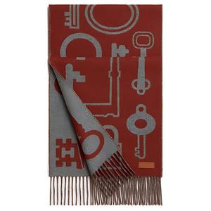 Кашемировый вязаный шарф унисекс красный HERMES