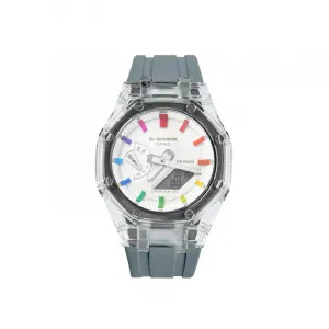 Часы Casio G-Shock Analog-Digital 2100 Series, Rainbow Love, арт. GA-2100-7A7, серый