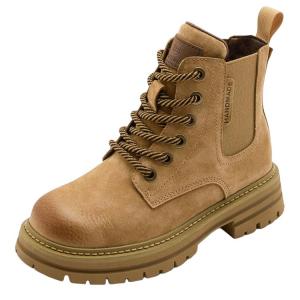 GIGIRYO Женские короткие ботинки мартин камель со скрытой танкеткой и флисовой подкладкой, цвет Camel (Hidden Wedge Fleece-Lined)