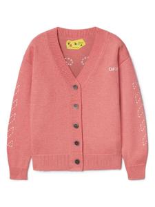 Off-White Kids кардиган с логотипом Arrow Stitched, розовый