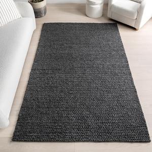 nuLOOM Penelope Wool Braided Handmade ковер, 153 x 244 см, Charcoal, однотонный деревенский стиль кантри, для спальни, гостиной, коридора, прихожей
