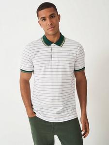 Поло из хлопка в полоску Crew Clothing