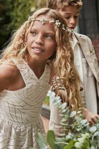 Детское платье с добавлением льна Mayoral, бежевый