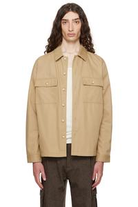 Оверсайз рубашка из хлопкового габардина Hugo, бежевый