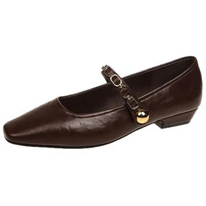 PARK DANCE Женские туфли Мэри Джейн на массивном каблуке коричневые, цвет Brown