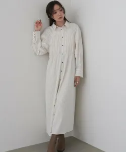 Полосатое платье-рубашка в стиле бюстье