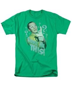 Мужская классическая футболка с коротким рукавом "Загадай мне загадку" с изображением телевизора Batman, Medium green