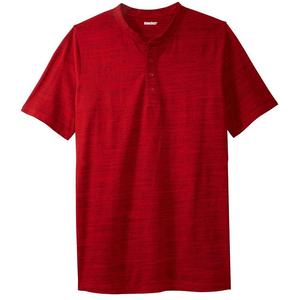 Мужская легкая футболка на пуговицах большой и высокой длины Kingsize без усадки, удлиненная KingSize, цвет Red Marl