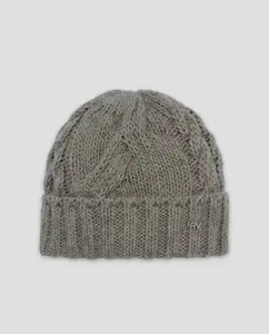 Женская трикотажная шапка с вязкой «коса» и логотипом Roberto Verino, бежевый