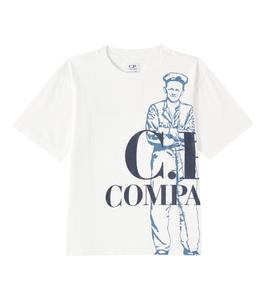 Макси хлопковая футболка C.P. Company Kids, Gauze White