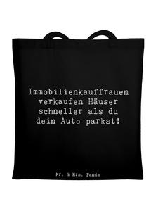 Сумка-шоппер с надписью Агент по недвижимости черного цвета Mr. & Mrs. Panda