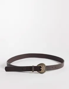 Коричневый ремень с пряжкой в ??стиле вестерн New Look