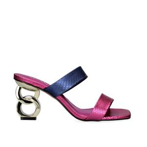 Женские мюли Lilian 162 на низком каблуке в сине-фуксиевом цвете Exe